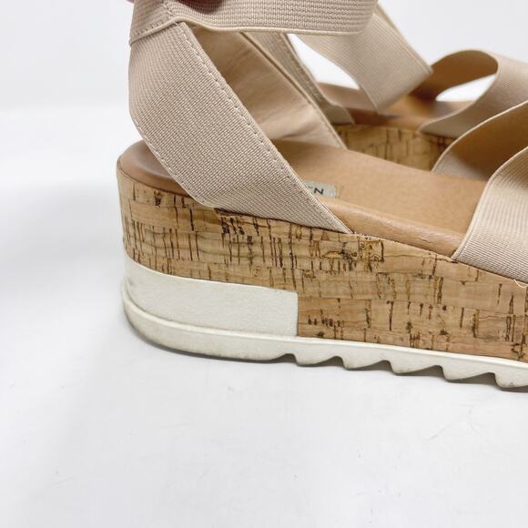 Steve Madden Size 9 Cream Bandi Flatform Sandals Strappy Elasticized Stacked - Picture 2 of 13